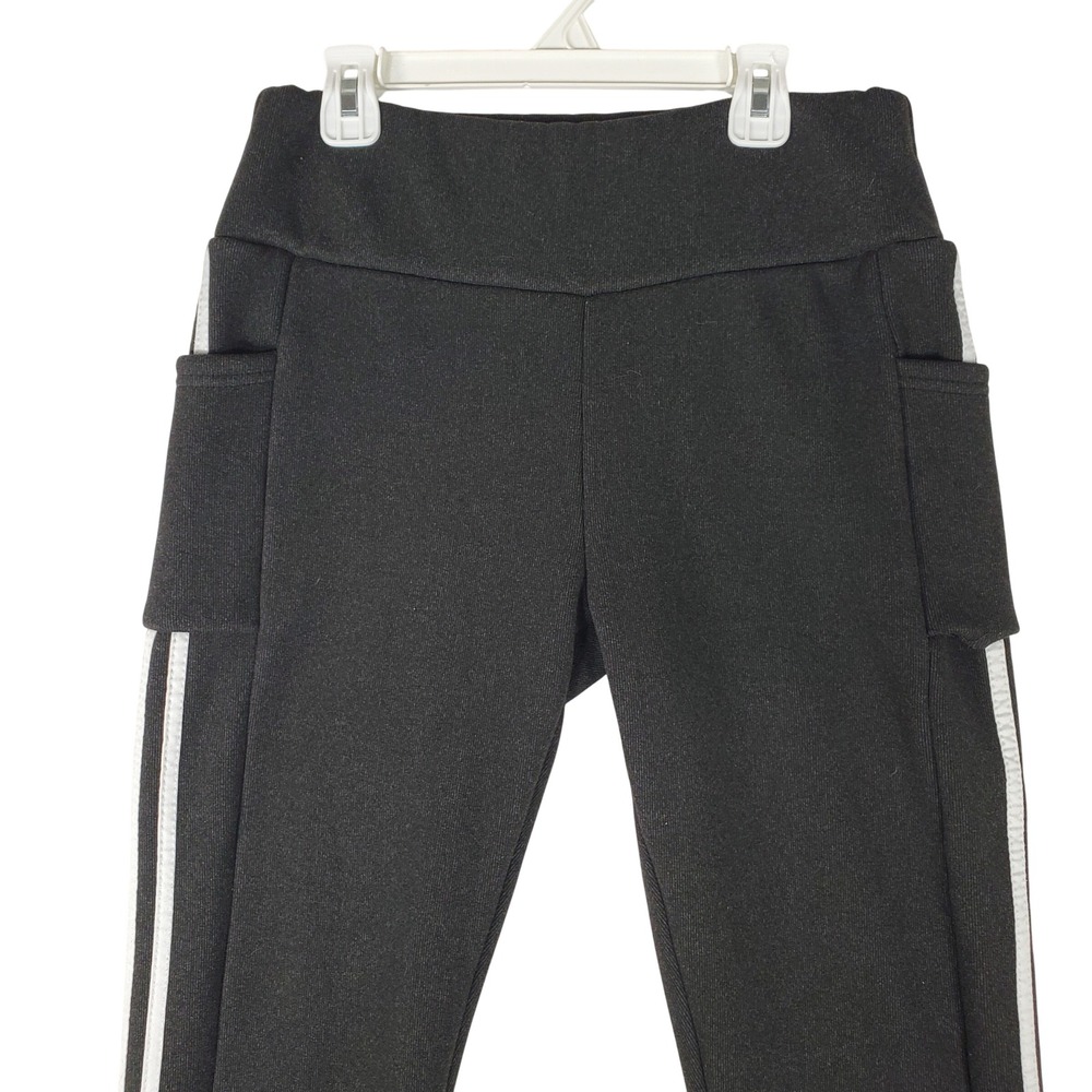 Women Charcoal Gray Fleece Lined Leggings Side Stripes Pockets JVD0157